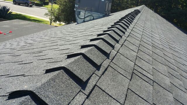 A close up of the roof of a house