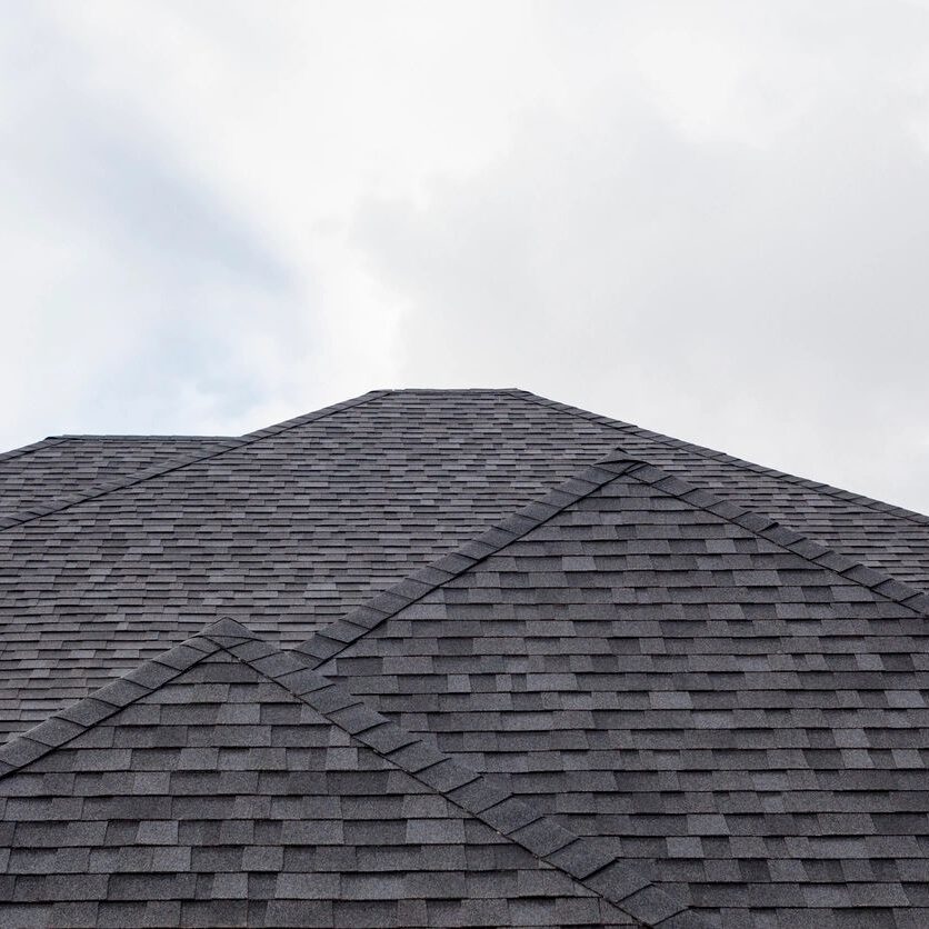 A close up of the roof of a house